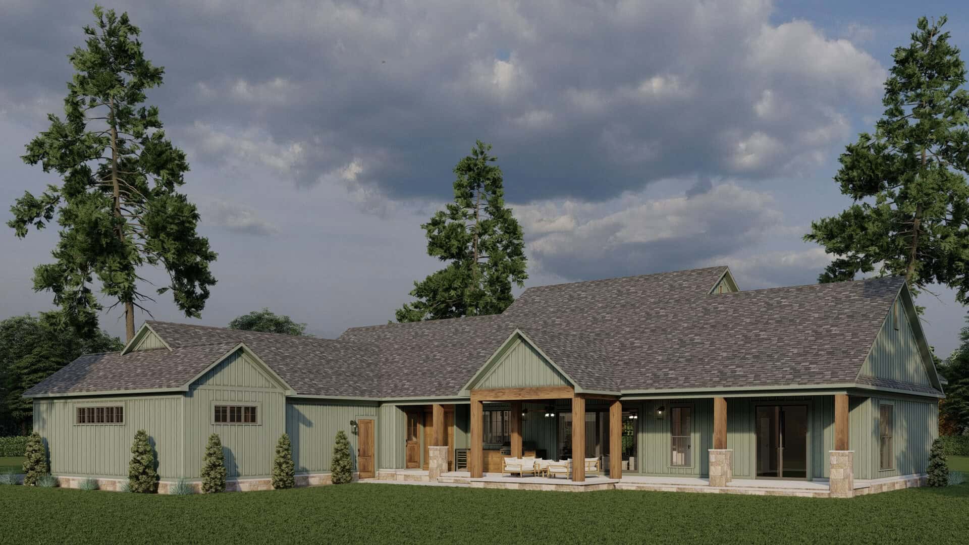 Rear View of this 3-Bedroom,2716 Sq Ft Plan -193-1378