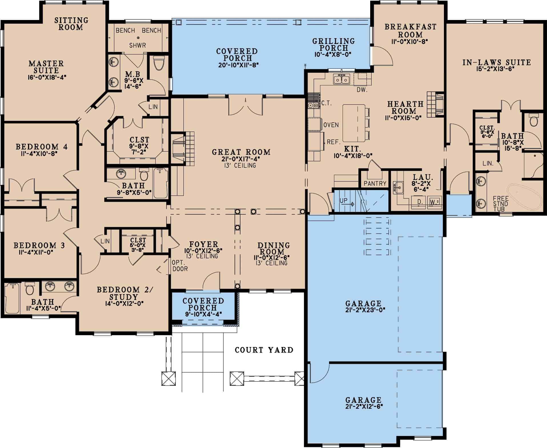 Main Level of Rustic Plan #193-1379