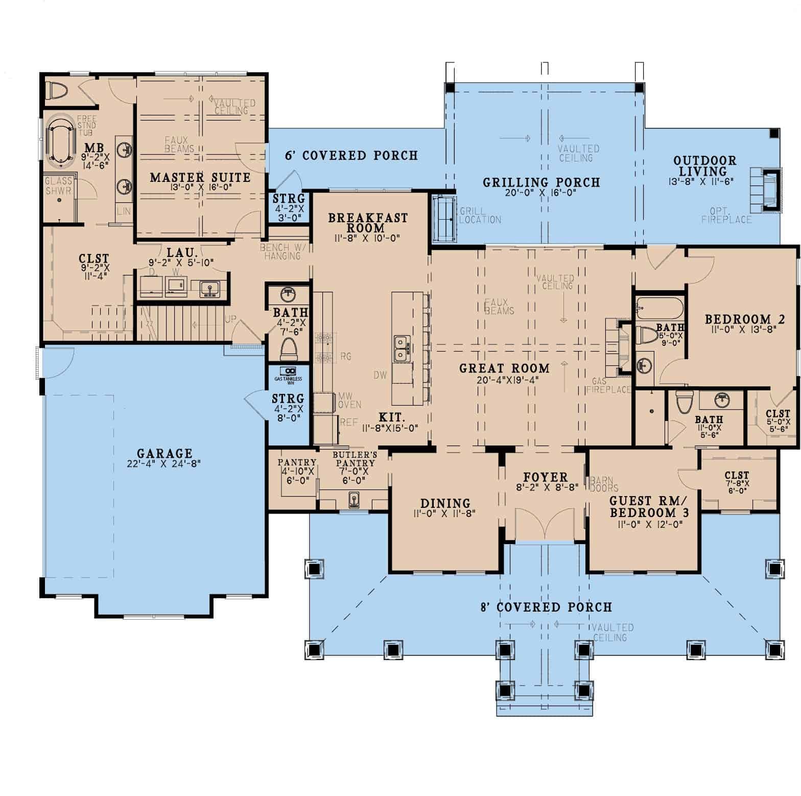 Main Level of Modern Farmhouse Plan #193-1383