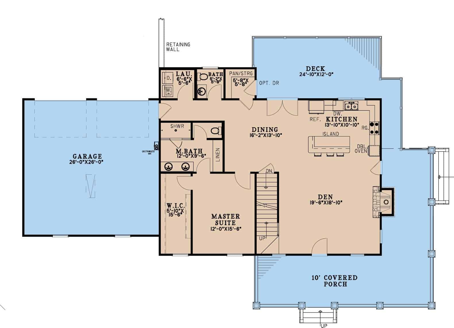 Main Level of Rustic Plan #193-1387