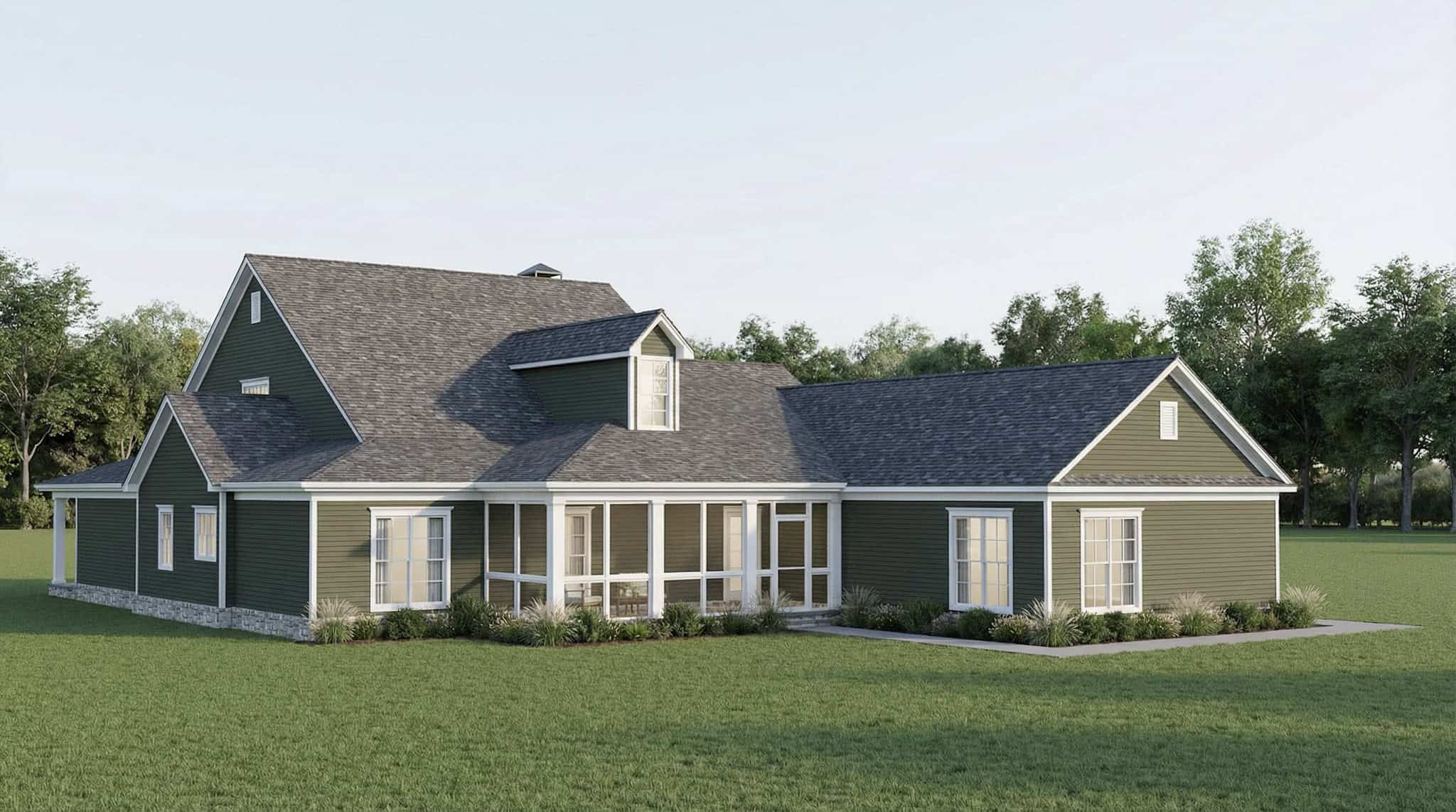 Rear View of this 3-Bedroom,3418 Sq Ft Plan -193-1389