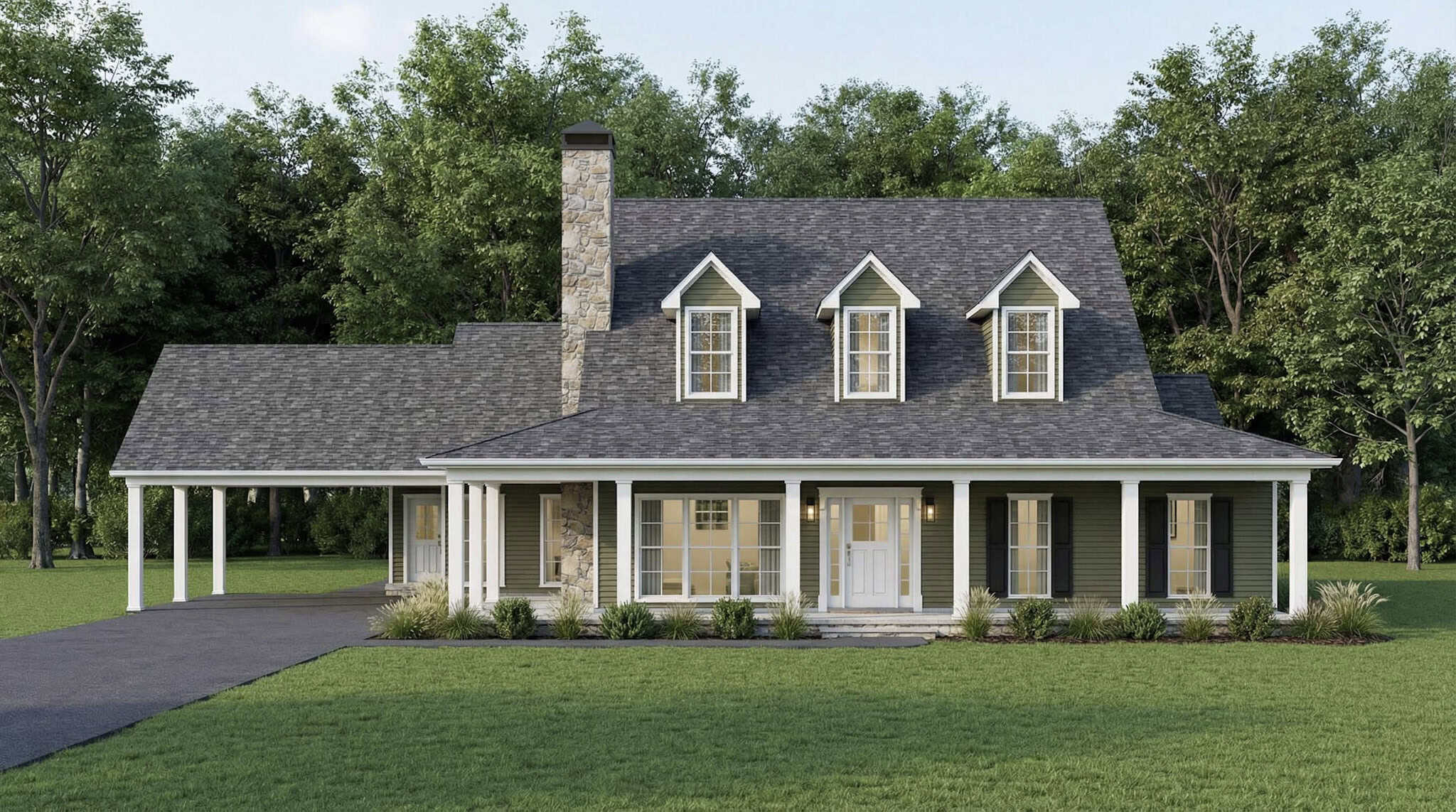 Front elevation of Farmhouse home (ThePlanCollection: House Plan #193-1389)