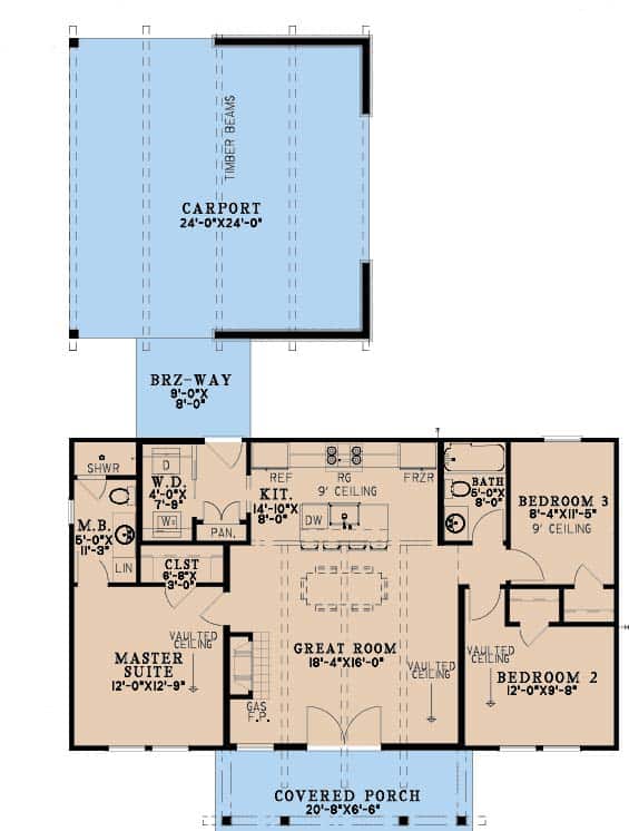 Main Level of Southern Plan #193-1393