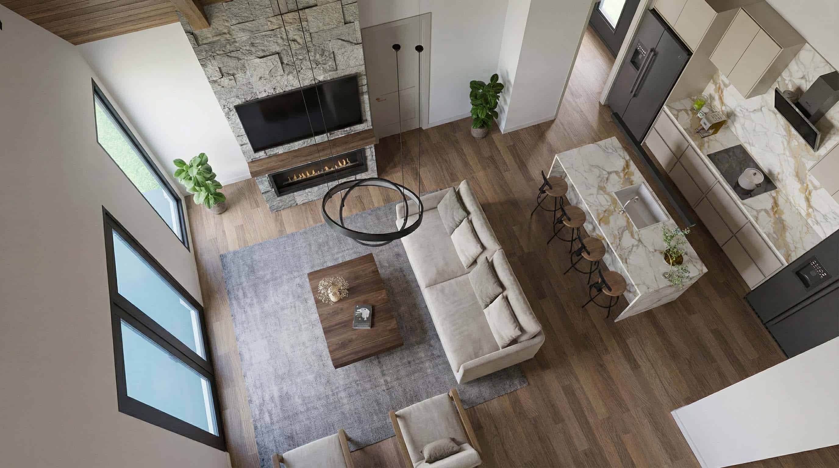 Great Room: Ceiling of this 3-Bedroom,1100 Sq Ft Plan -193-1393