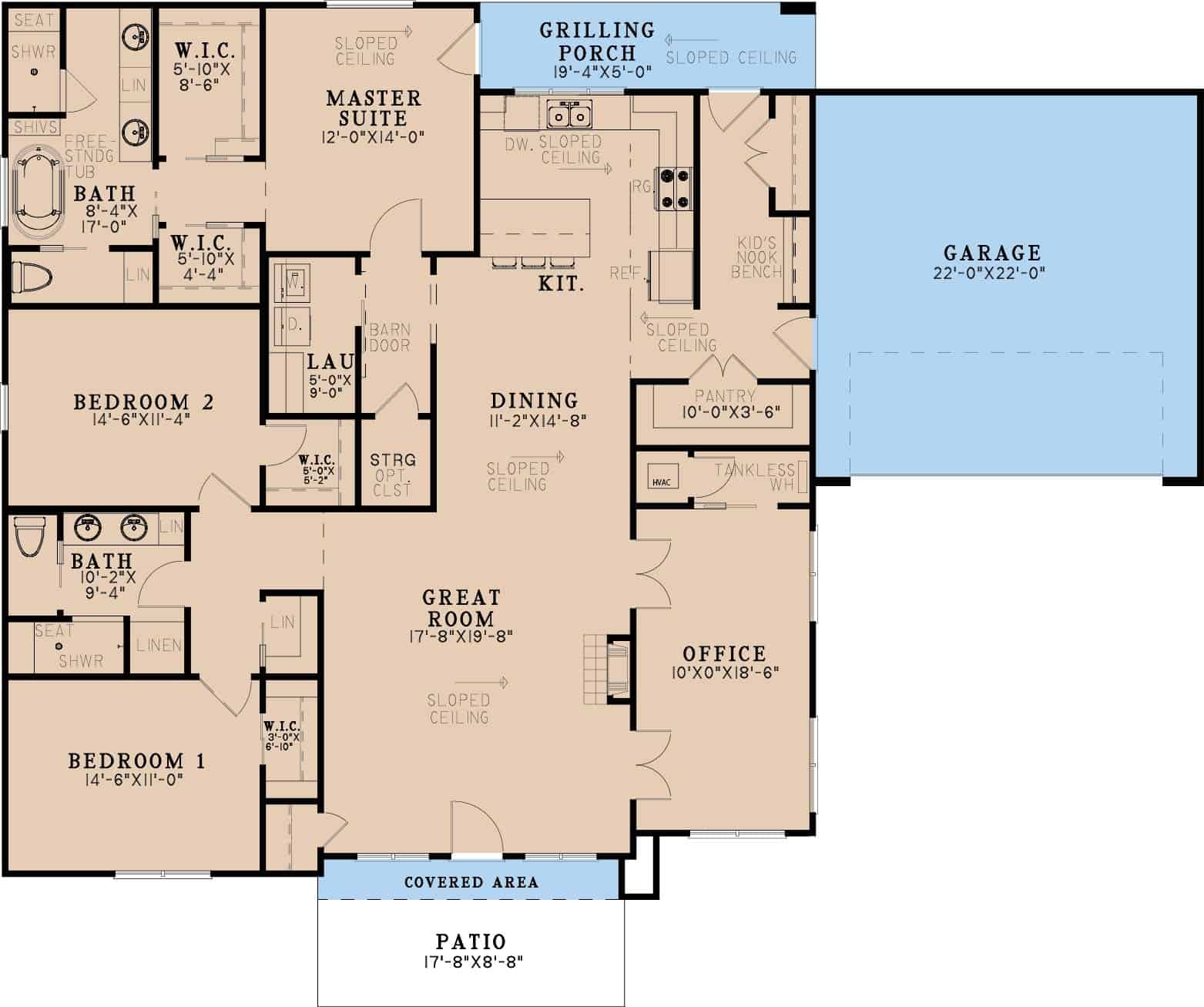 Main Level of Modern Plan #193-1409