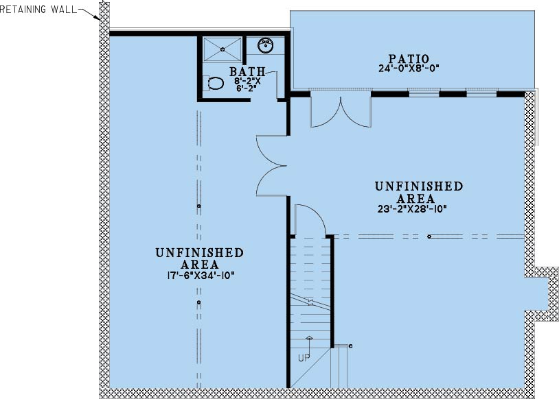 Basement of 1 1/2 Story Plan #193-1414
