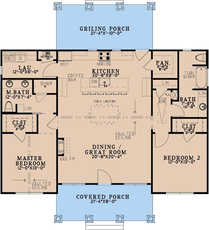 Main Level of Modern Farmhouse Plan #193-1421