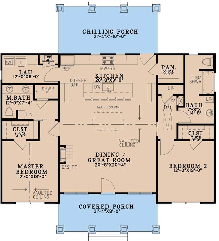Main Level of Modern Farmhouse Plan #193-1421