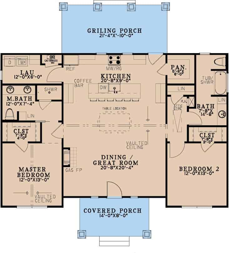 Main Level of Modern Farmhouse Plan #193-1422