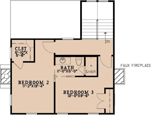 Upper Level of Modern Farmhouse Plan #193-1424
