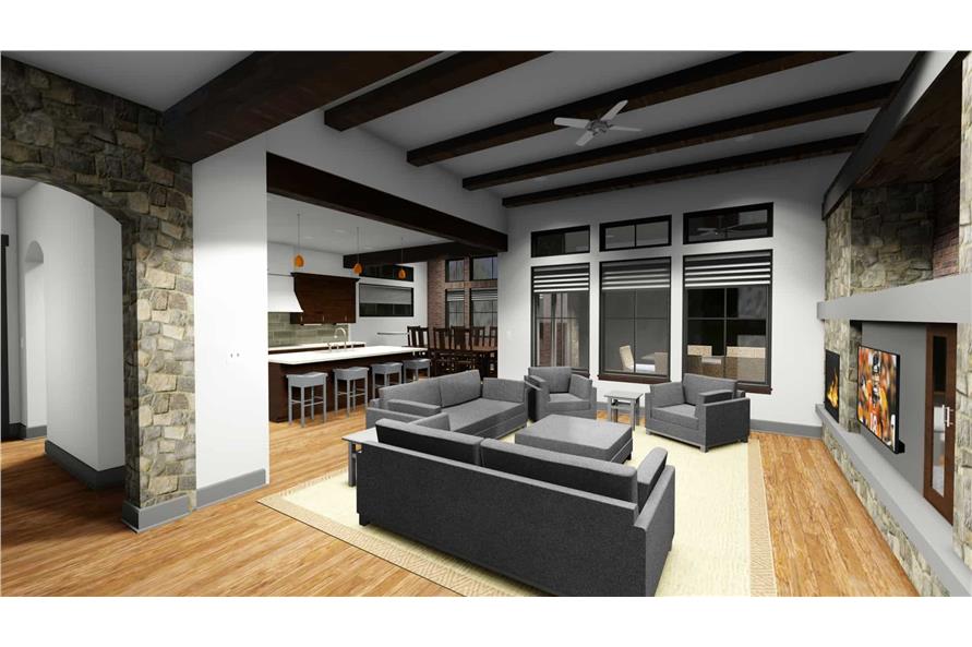 194-1001: Home Plan 3D Image-Great Room