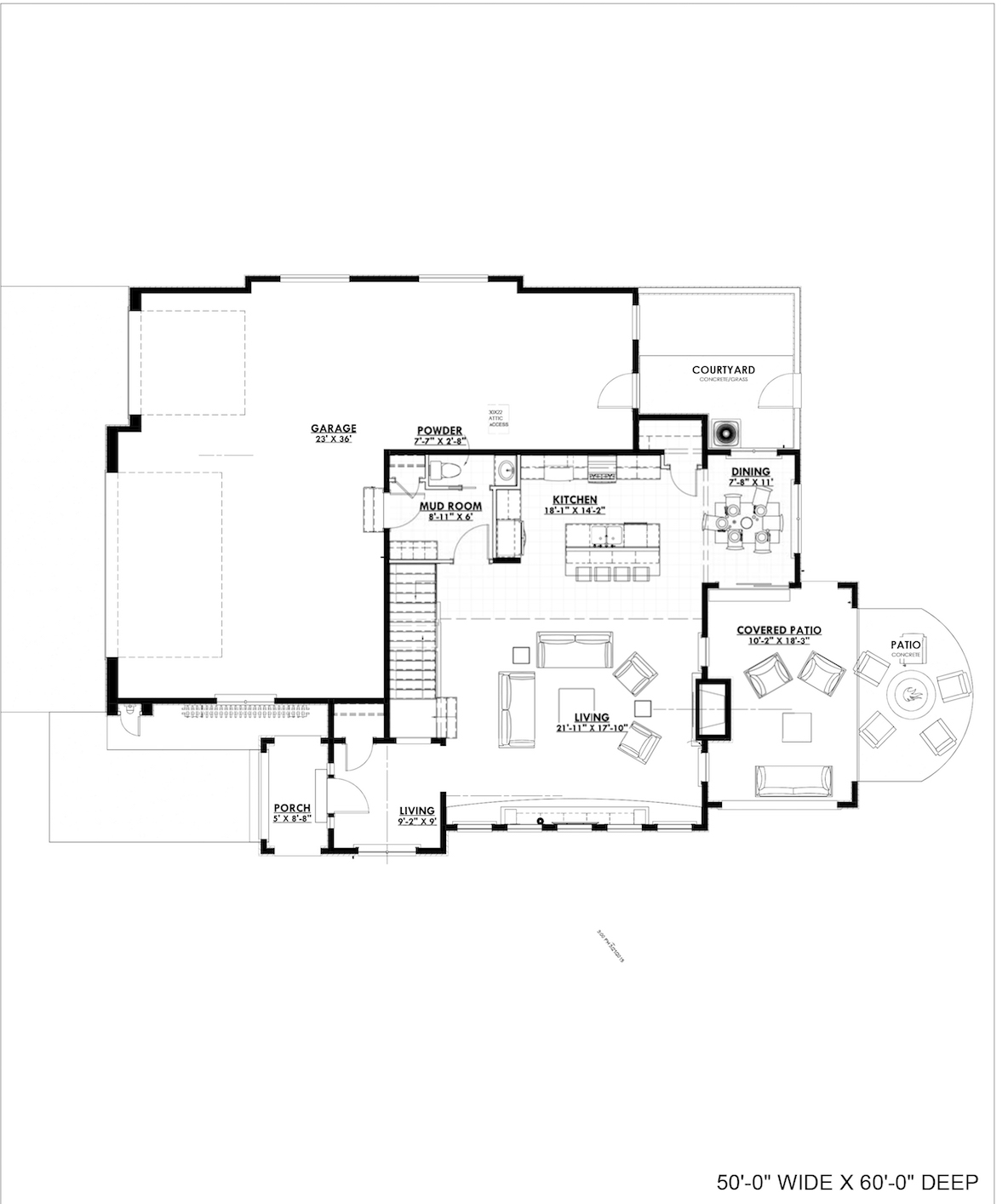 Floor Plan First Story of French Plan #194-1002