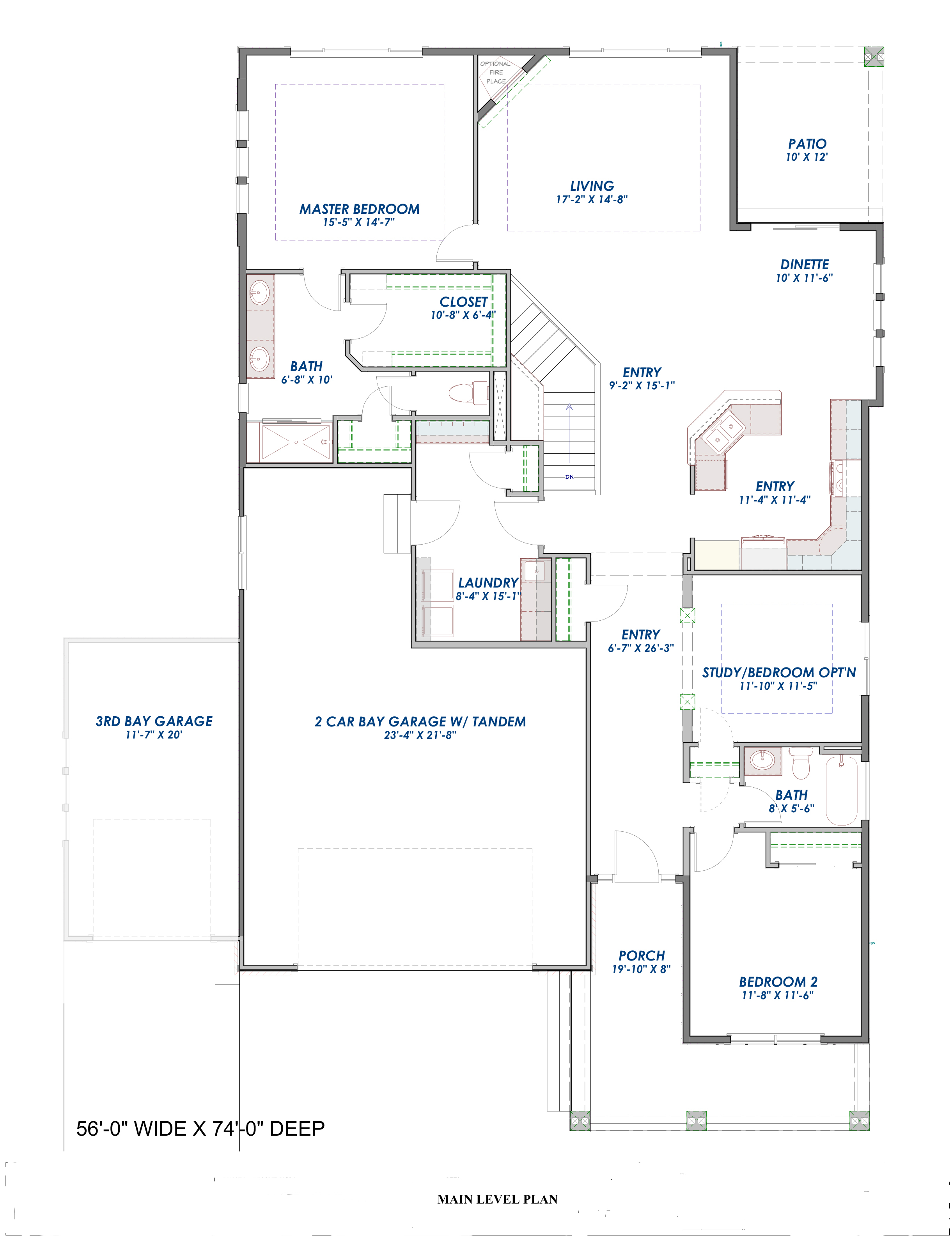 Floor Plan First Story of Farmhouse Plan #194-1009