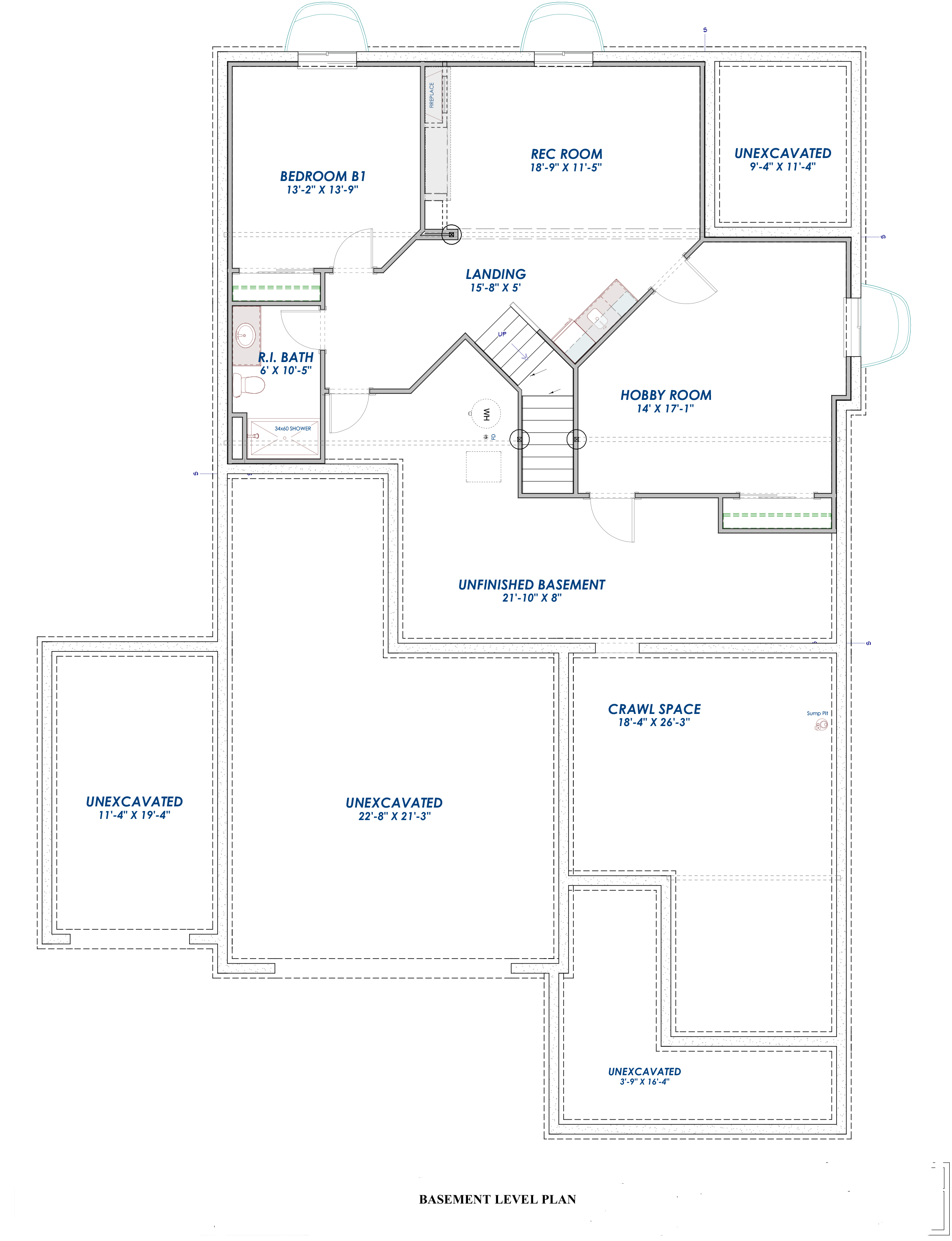 Floor Plan Basement of Farmhouse Plan #194-1009