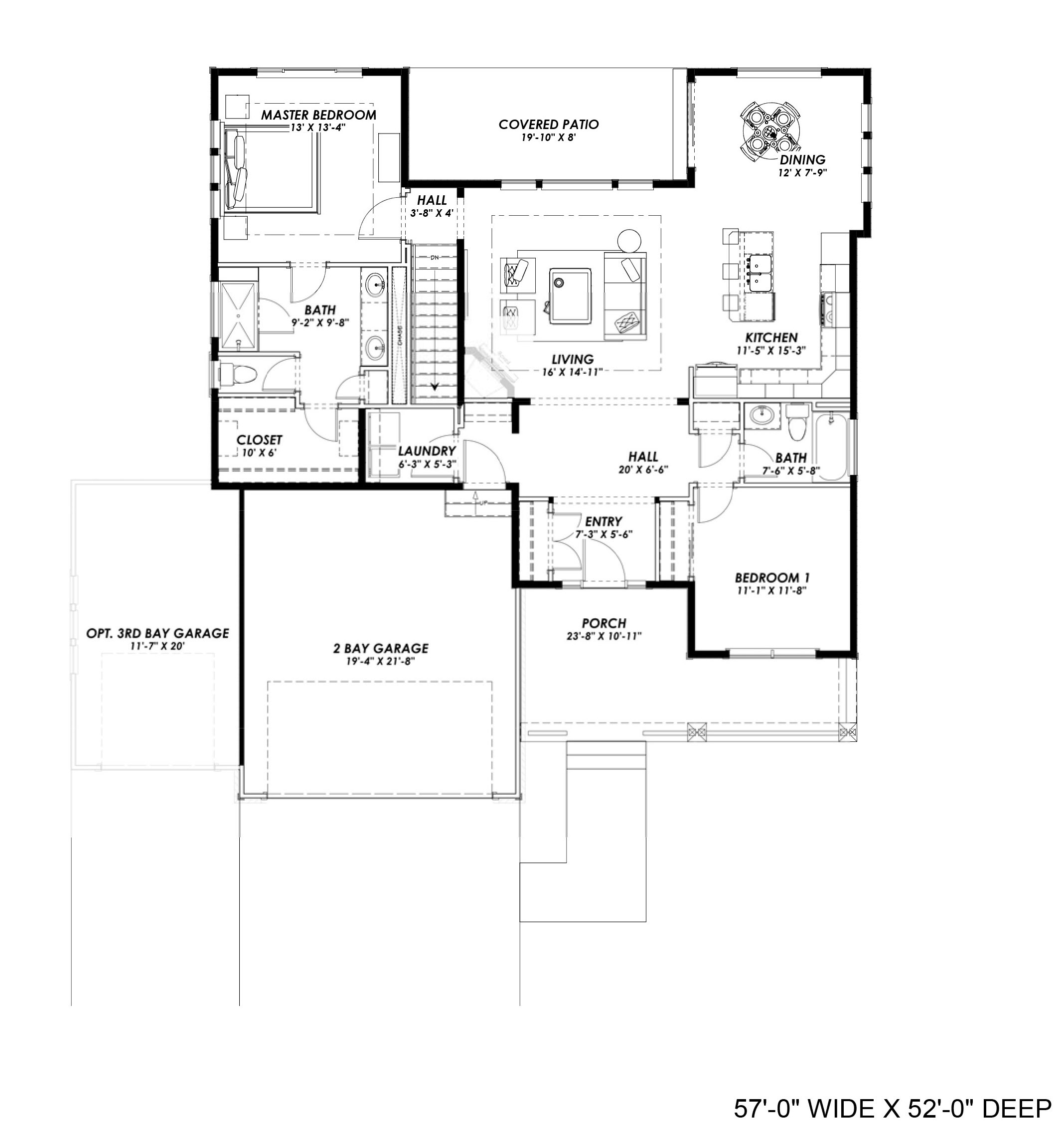 Floor Plan First Story of Farmhouse Plan #194-1015