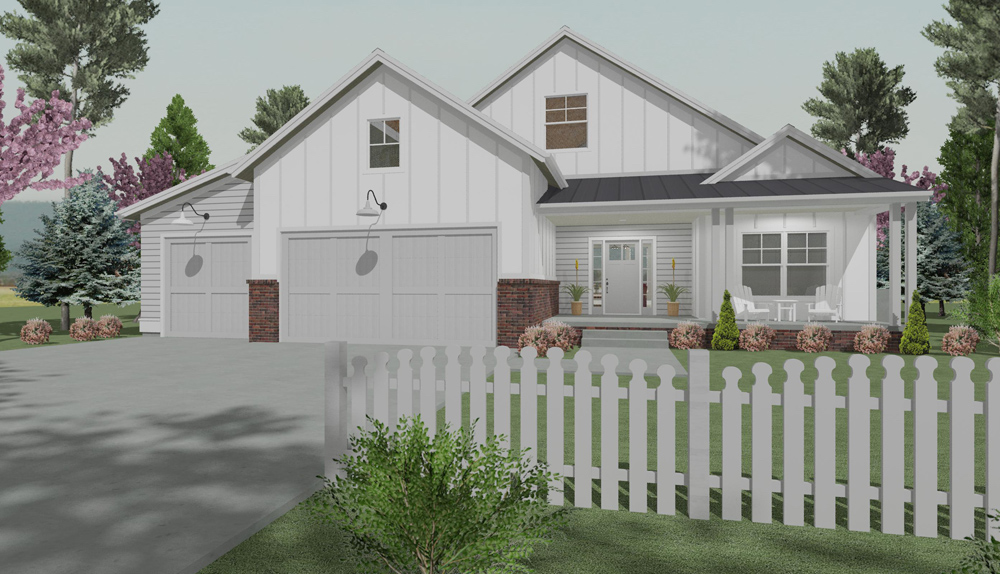 Farmhouse home (ThePlanCollection: Plan #194-1015)