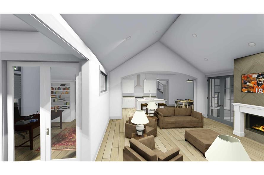 194-1020: Home Plan 3D Image-Great Room