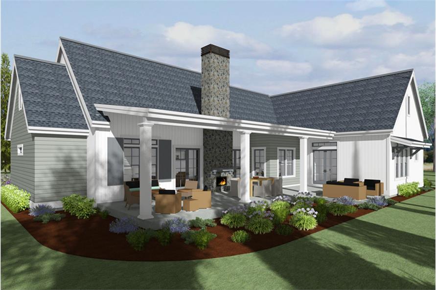 Rear View of this 3-Bedroom, 2576 Sq Ft Plan - 194-1020