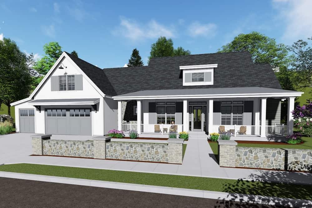 Transitional Farmhouse style home (ThePlanCollection: Plan #194-1022)