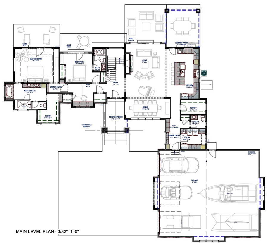 Floor Plan First Story of Prairie Plan #194-1026