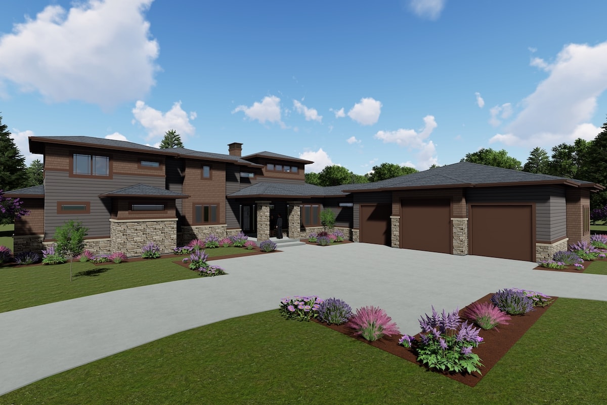 Prairie style Contemporary home (ThePlanCollection: Plan #194-1026)