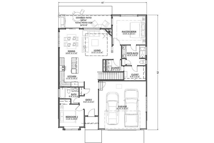 Cottage Home - 2 Bedrms, 2 Baths - 1378 Sq Ft - Plan #194-1031