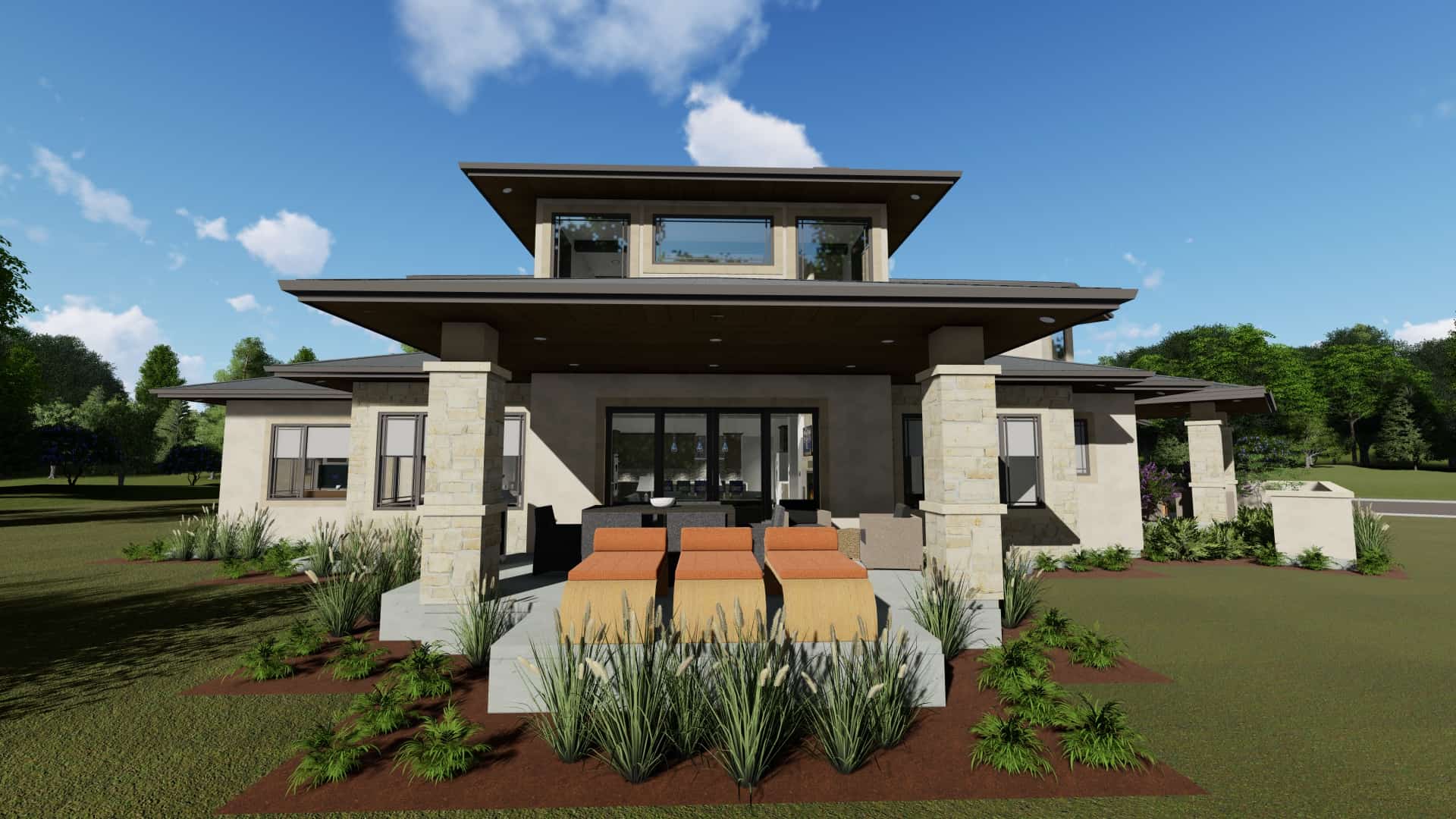 Rear View of this 3-Bedroom, 3125 Sq Ft Plan - 194-1047