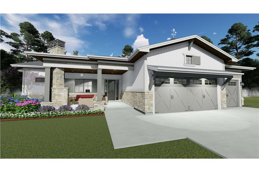 194-1052: Home Plan Rendering-Front View