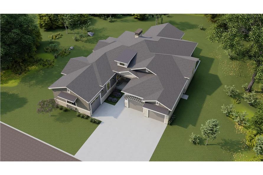 Aerial View of this 5-Bedroom, 4576 Sq Ft Plan - 194-1060