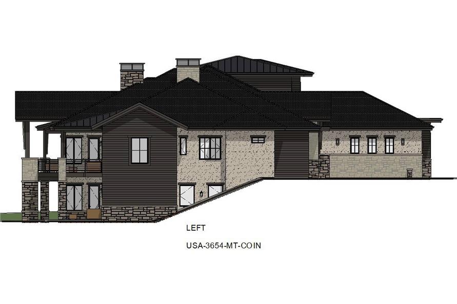 Home Plan Left Elevation of this 5-Bedroom,6317 Sq Ft Plan -194-1067