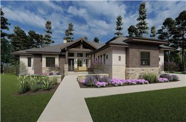 5-Bedroom, 6317 Sq Ft Ranch House Plan - 194-1067 - Front Exterior