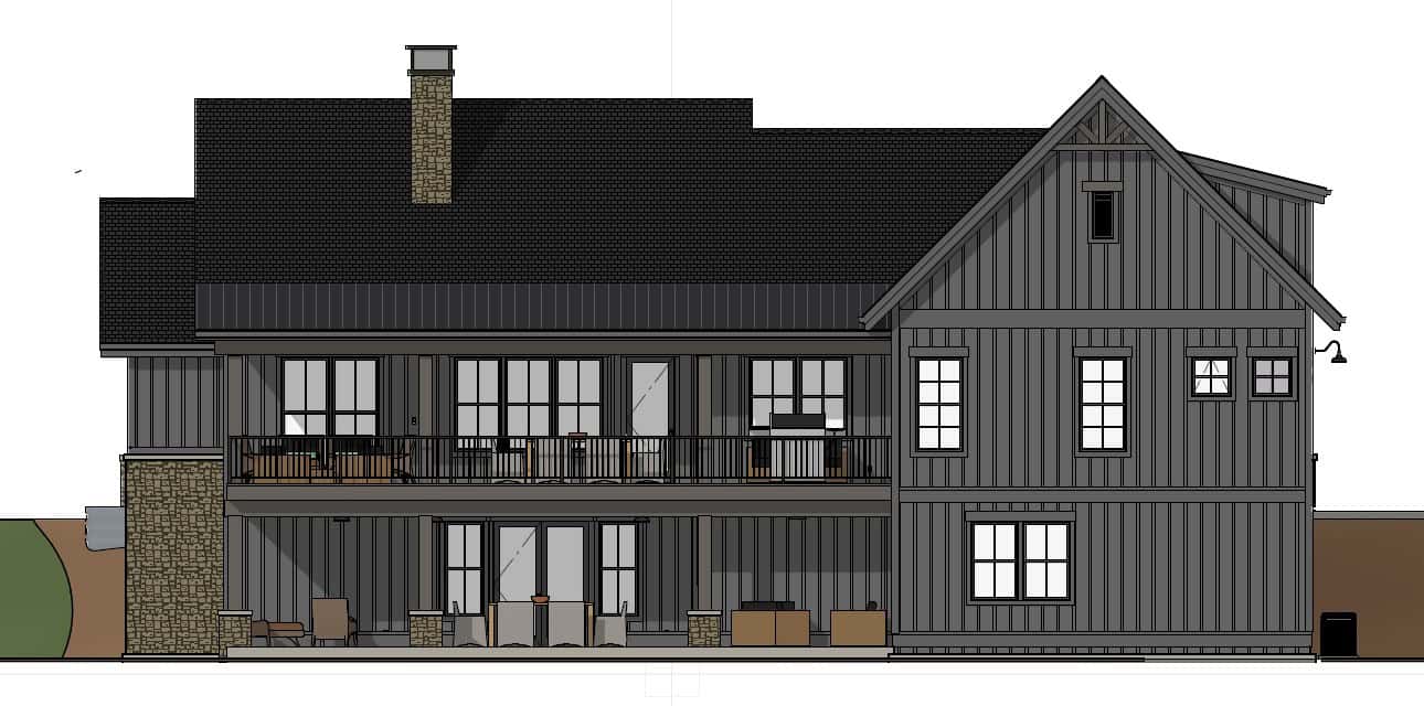 Home Plan Rear Elevation of this 3-Bedroom,2728 Sq Ft Plan -194-1076