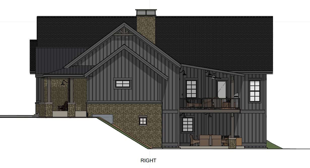 Home Plan Right Elevation of this 3-Bedroom,2728 Sq Ft Plan -194-1076