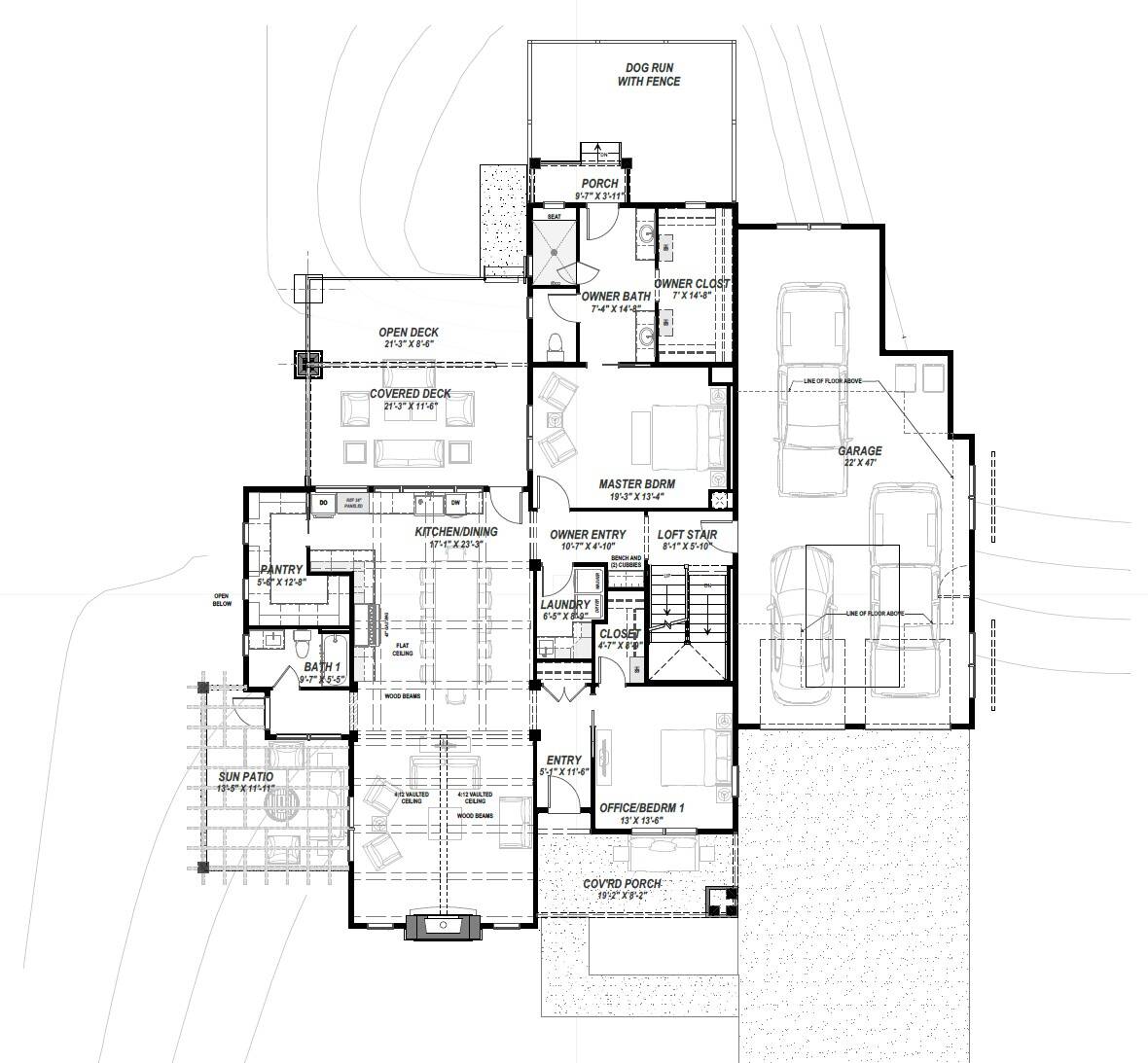 Main Level of Craftsman Plan #194-1080