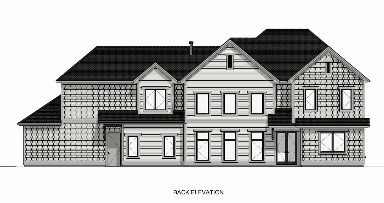 Home Plan Rear Elevation of this 4-Bedroom,3437 Sq Ft Plan -194-1081