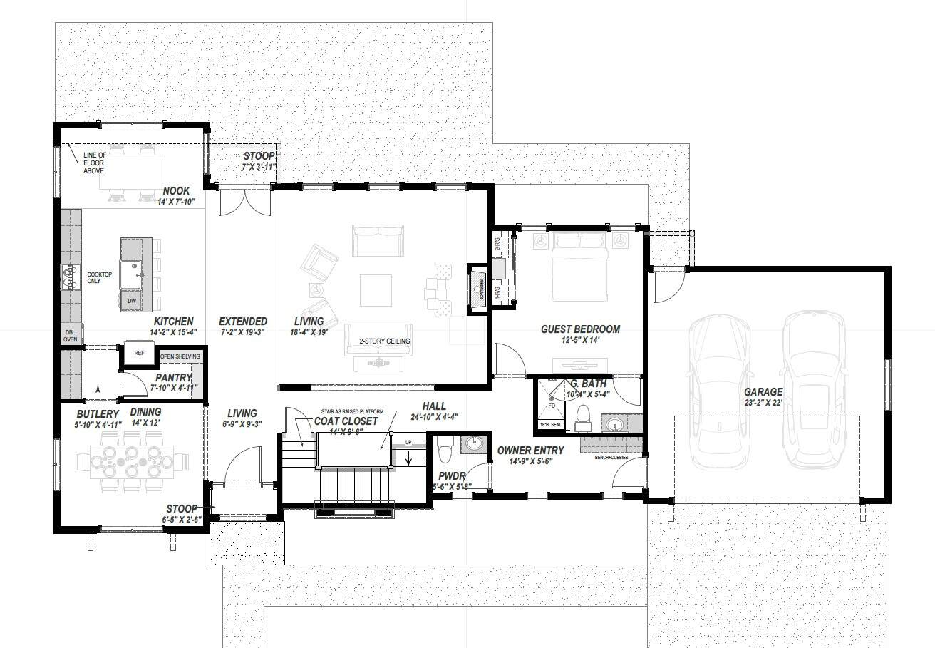 Main Level of Traditional Plan #194-1081