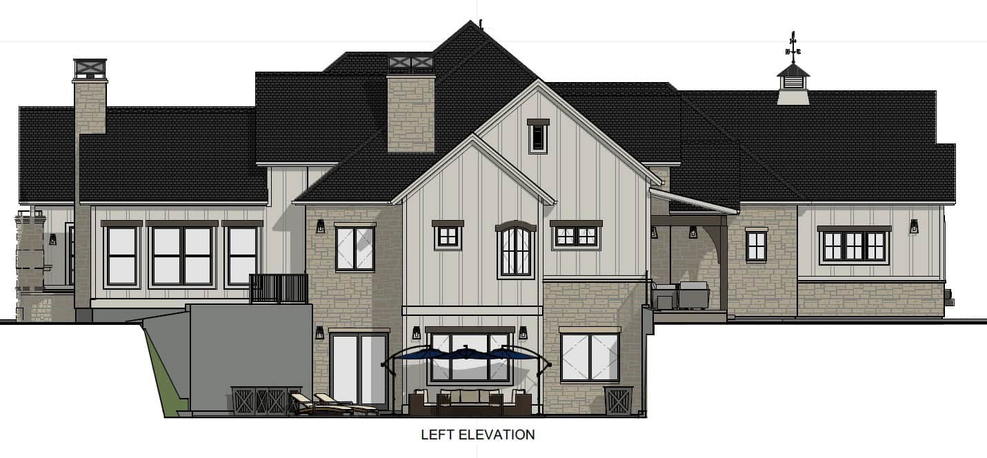 Home Plan Left Elevation of this 2-Bedroom,3560 Sq Ft Plan -194-1083