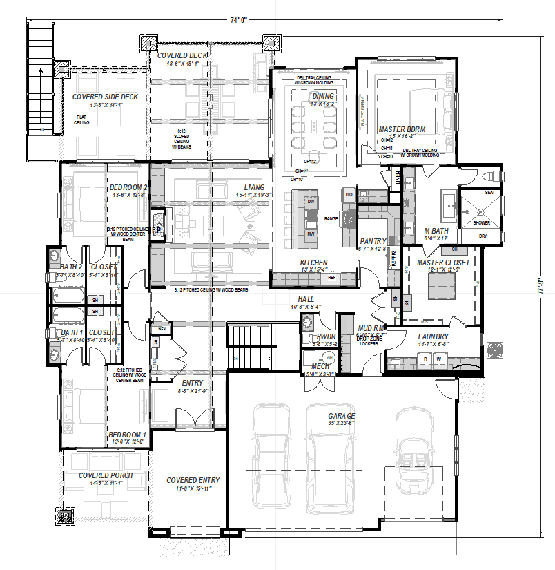 Main Level of Ranch Plan #194-1085