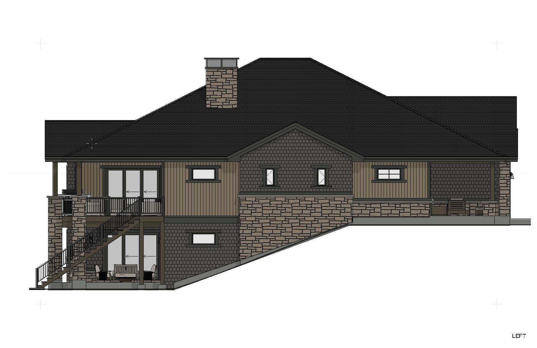 Home Plan Left Elevation of this 3-Bedroom,2973 Sq Ft Plan -194-1085