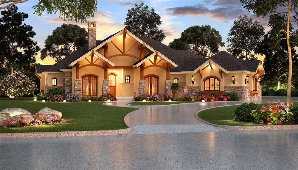 Ranch style home plan with Craftsman influences (ThePlanCollection: Plan #195-1000)