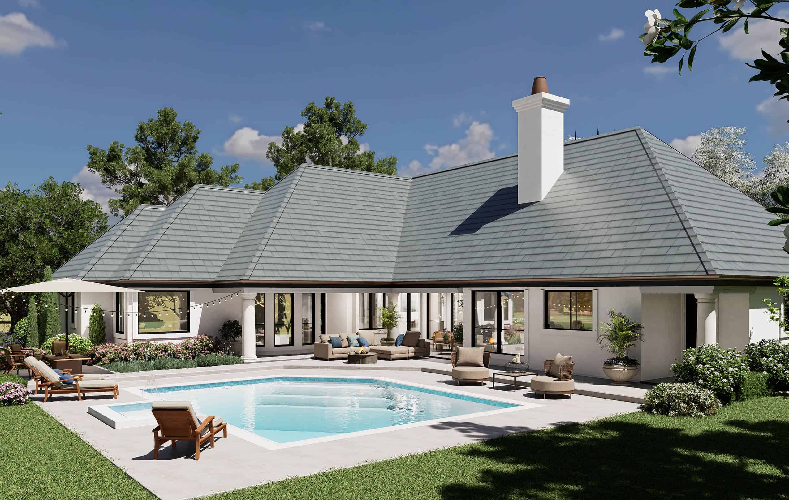 Home Plan Rear Elevation of this 3-Bedroom,3329 Sq Ft Plan -195-1006