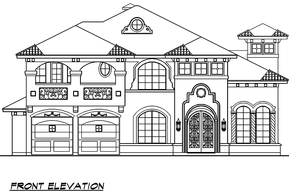 Home Plan Front Elevation of this 4-Bedroom,3981 Sq Ft Plan -195-1011