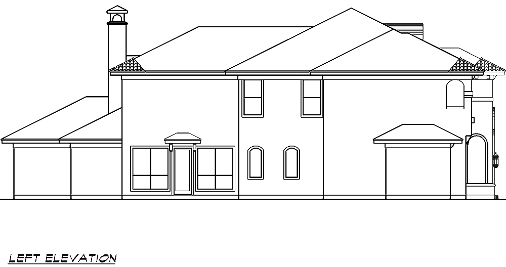 Home Plan Left Elevation of this 4-Bedroom,3981 Sq Ft Plan -195-1011