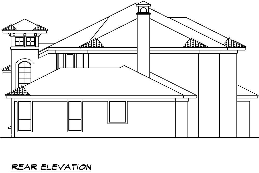 Home Plan Rear Elevation of this 4-Bedroom,3981 Sq Ft Plan -195-1011