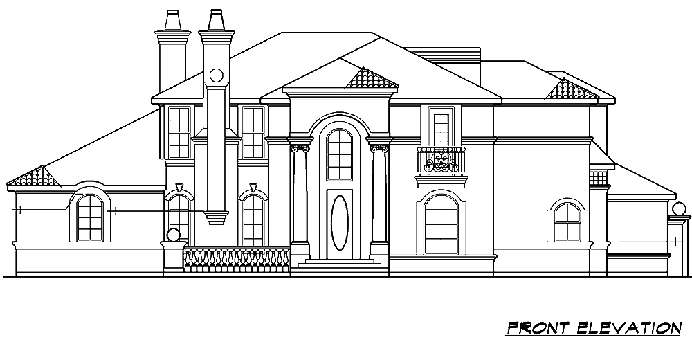 Home Plan Front Elevation of this 4-Bedroom,3245 Sq Ft Plan -195-1013