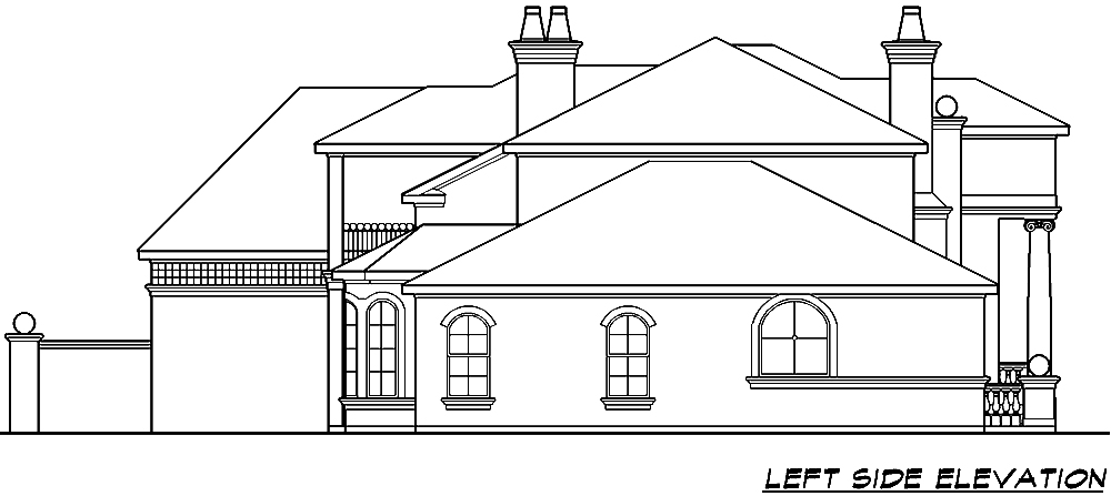 Home Plan Left Elevation of this 4-Bedroom,3245 Sq Ft Plan -195-1013