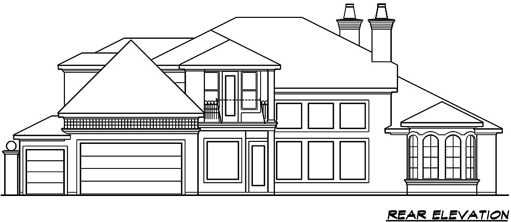 Home Plan Rear Elevation of this 4-Bedroom,3245 Sq Ft Plan -195-1013