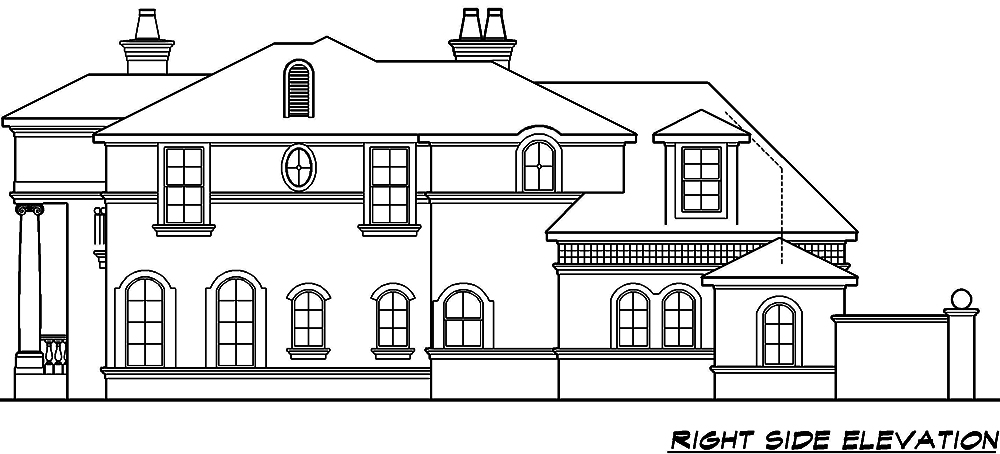 Home Plan Right Elevation of this 4-Bedroom,3245 Sq Ft Plan -195-1013