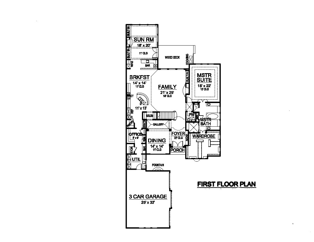 Floor Plan First Story of Luxury Plan #195-1015