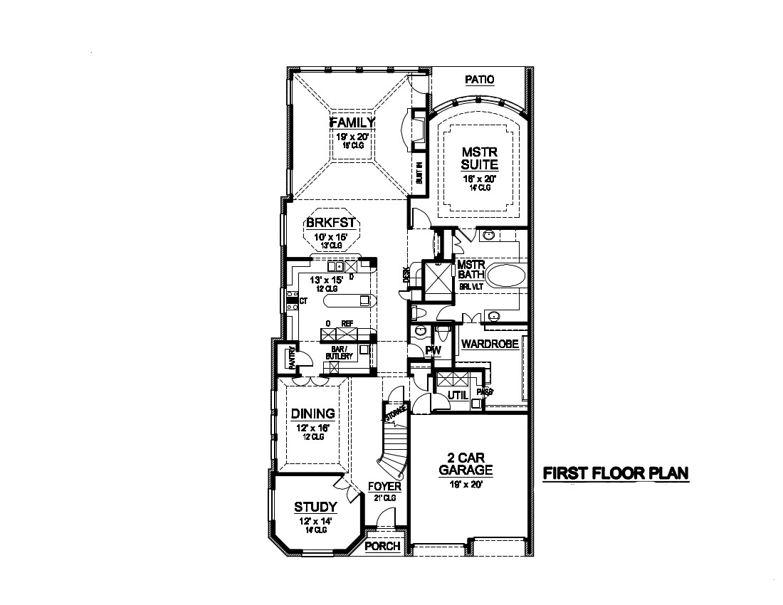 Floor Plan First Story of Luxury Plan #195-1017